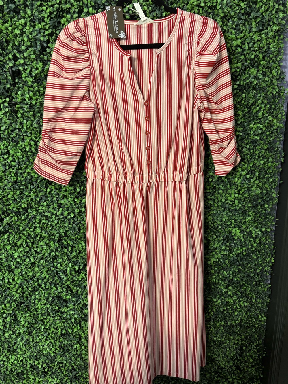 Matilda Jane Red and Cream Striped Midi Dress